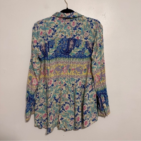 Aratta Park De La Pau Shirt Blouse Button Down Boho Paisley size Medium - Picture 6 of 6